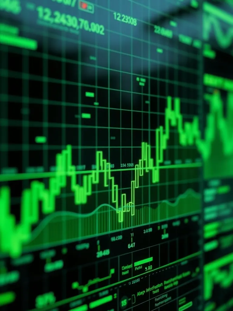 Abstract digital visualization of energy market charts and d