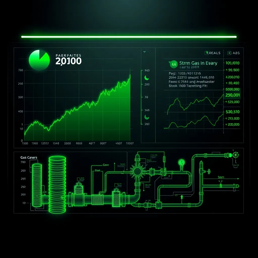A high-tech digital interface showing energy price charts an
